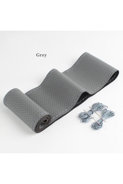 Choice grey DIY Soft Fiber Leather Steering Wheel Covers Universal Braid Car ...