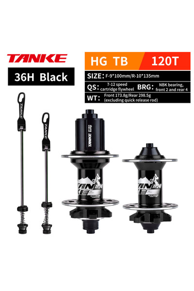 Choice 36H Black QR TANKE MTB 120 Click Hub 6 NBK Bearing Bike Front Rear 32 ...