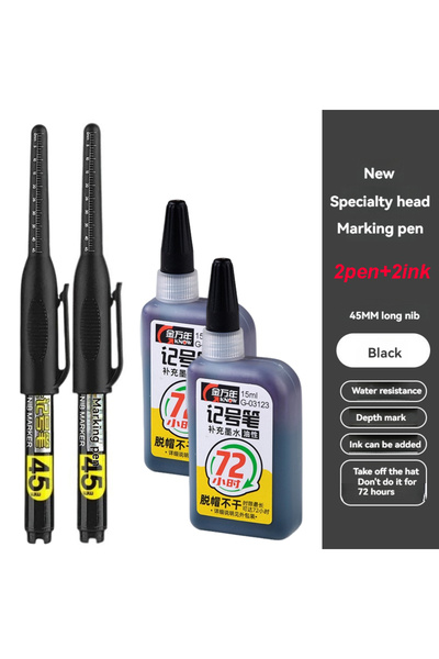 Choice23 black 2pen 2ink 45mm Waterproof Deep Hole Marker Pens Long Nib Head ...