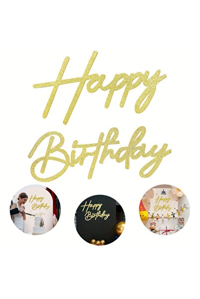 Choice yellow 1pc Glitter Champagne Golden felt"Happy Birthday" Sign for Back...