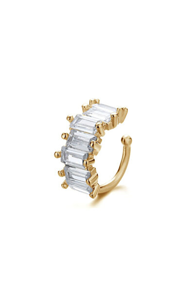 Choice gold A Girl 1Pcs Irregular Square Zircon Ear Clip Earrings for Women G...