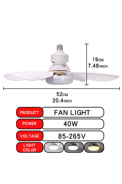 Choice1 85-265V FSD-520-F-40W LED Ceiling Fan with Light and Remote Control 3...