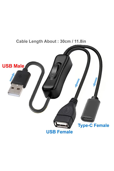 Choice A to 1A 1C -F 30cm 1 to 2 Type C Extension Cable with On/Off Switch US...