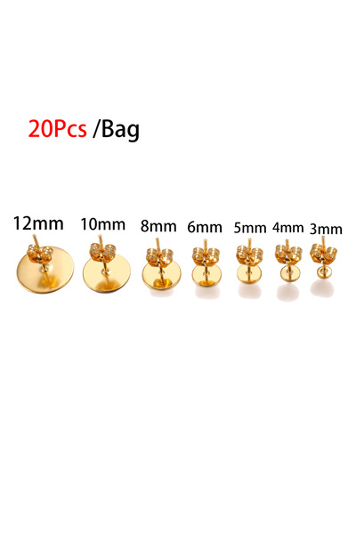 Choice 5mm Gold 20pcs 20/100pcs 3-12mm Stainless Steel Blank Post Earring Stu...