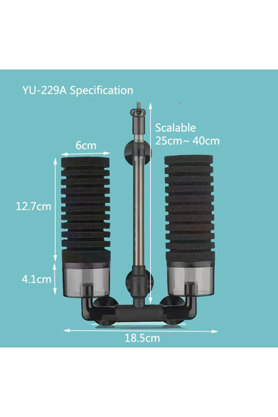 Choice فلتر YU-229A فلتر حوض سمك جديد لحوض السمك مع مضخة هواء ومرشح إسفنجي كي...