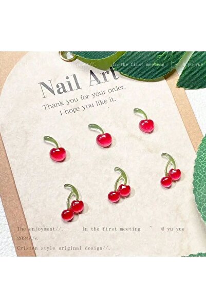 Choice1 S 20pcs 20/40/50/100 PCS Sweet 3D Mini Cherry Nail Art Accessories, D...