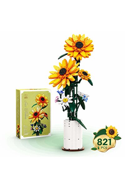 Timebox Set de construcție Floarea-soarelui 15+, 821 piese, model decorativ D...