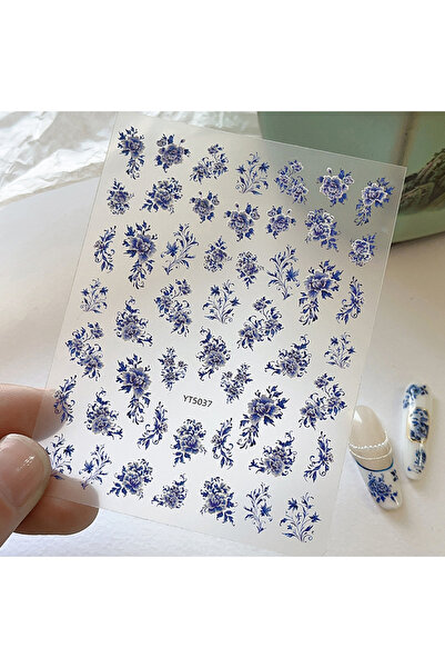 Choice A Blue White Porcelain Chinese Style Sticker 3D Self Adhesive Nail Art...