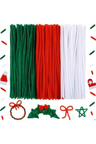 Choice 150pcs 150 Pcs Christmas Pipe Cleaners, 50 White Pipe Cleaners, 50 Gre...