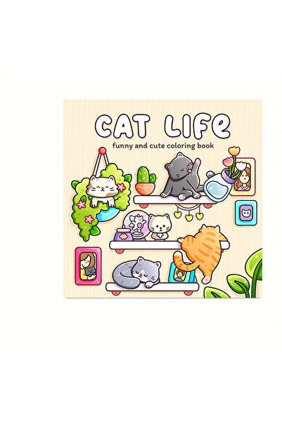 Choice11 Style 1 28 Pages Cat's Daily Life Coloring Book for Adult | Colourin...