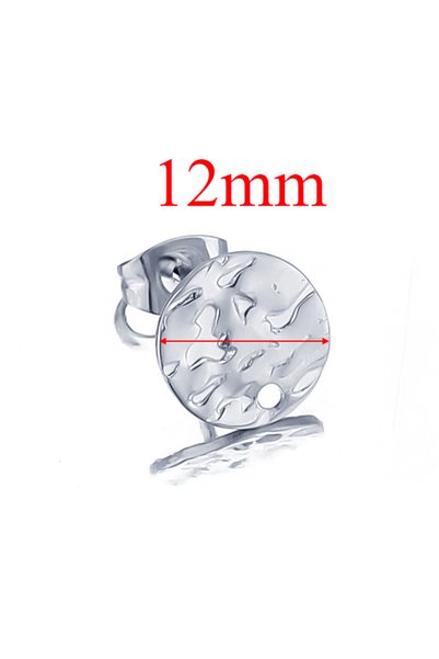 Choice3 Steel color 12mm 10pcs Stainless Steel Round Embossing Earrings Posts...