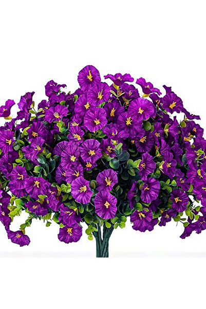 Choice6 4Bundles Purple 4/12Pcs Artificial Flowers Fake Silk Morning Glory Fl...