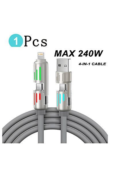 choice2 1pcs Gray 1/2/3Pcs 4-IN-1 240W USB Type C To USB C Cable PD Fast Char...