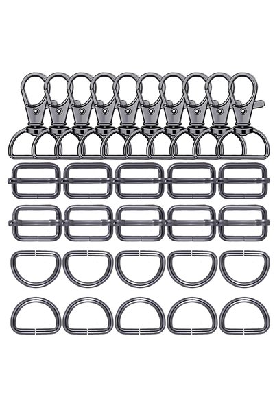 Choice4 12 Set Black 12/20 Set D Swivel Lobster Clasps with D-Rings and Slide...