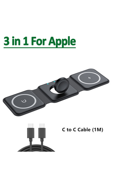 choice2 black 3 in 1 Magnetic Wireless Charger Pad Stand for iPhone 17 16 15 ...