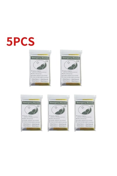 Choice7 5PCS-Gold-Silver 130x210cm Emergency Survival Blanket – Gold/Silver T...