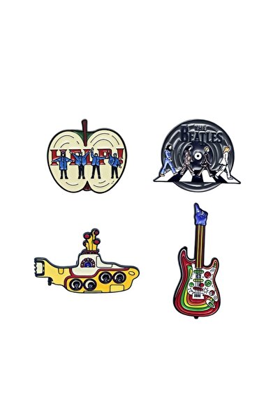 Choice 4pcs Rock Band Vintage Cross Enamel Pin Rainbow Electric Guitar Apple ...
