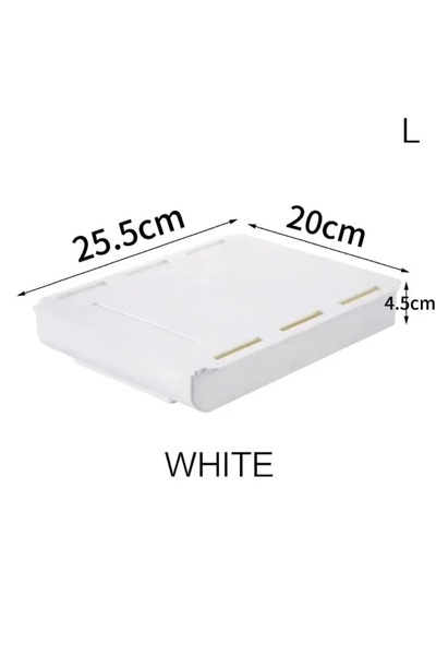 Choice7 white-L Self Adhesive Storage Drawer Box Makeup Pencil Tray Desk Hidd...