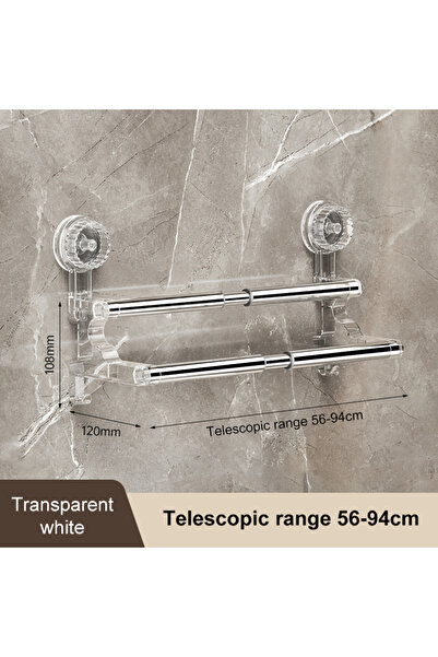 Choice 2 Layer Transparent 50-100CM Suction Cup Wall Towel Rack No Drilling S...