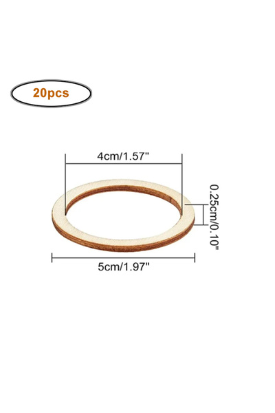 Choice 20pcs 5cm 4-15cm Unfinished Wood Pieces Rings Shape Circle Ornaments W...