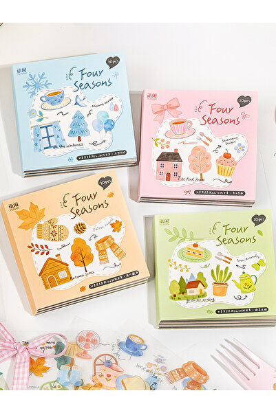 Choice 4 Books 4 Books Fresh Four Seasons Sticker Book, Landscape Collage Mat...