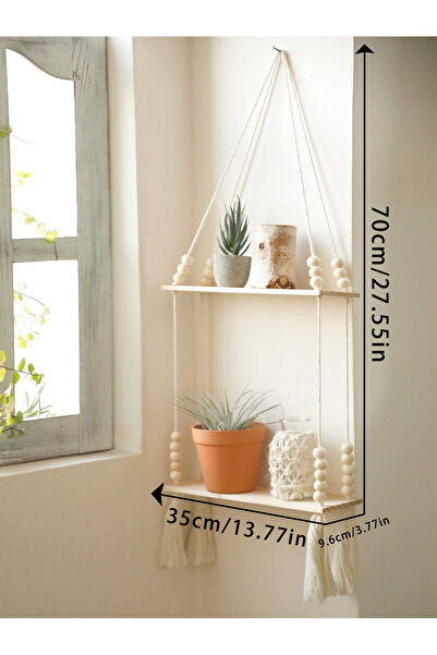 Choice KK107-M01753 Wooden Storage Rack Wall Hanging Shelves Plant Floating W...