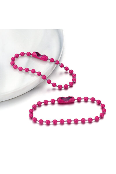 Choice7 10cm Hot pink 100pcs 10/12cm Iron Colorful Ball Bead Chains KeyRing D...