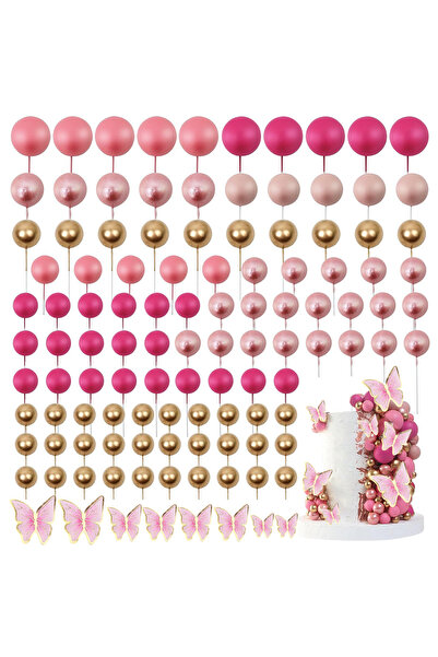 Choice4 109pcs Pink 109Pcs Balls CakeTopper Balloons CupcakeTopper DIY Cake I...