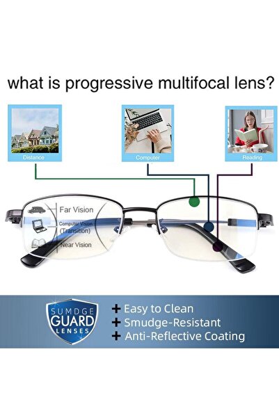 Choice3 +250 black 2025 Progressive Multifocus Computer Reading Glasses Blue ...