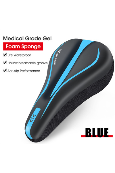 Choice 135 Blue Thicken Comfortable Bicycle Saddle Cover PU Leather GEL Silic...