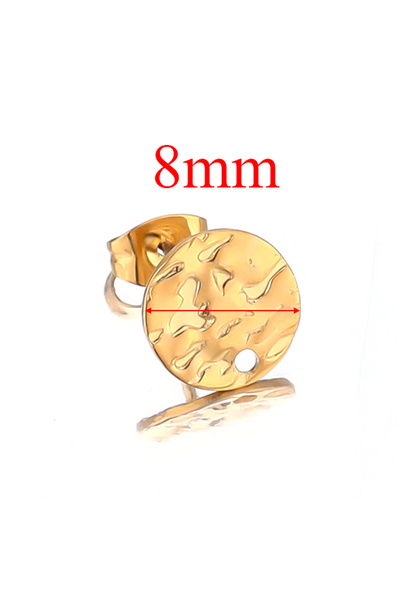 choice2 Gold color 8mm 10pcs Stainless Steel Round Embossing Earrings Posts f...