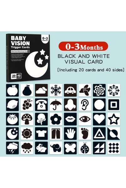 choice2 0-3months Baby Visual Stimulation Cards Montessori High Contrast Flas...