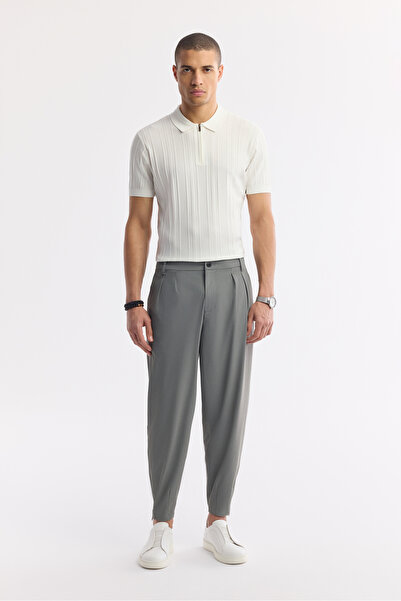 Avva Men's Dark Gray Classic Waist Wrinkle-Free Technical Fabric Baggy Fit Tr...