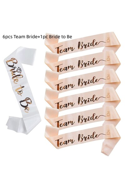 Choice 1 bridex6 team bride 1Set Rose Gold Team Bride To Be Satin Sash Bachel...