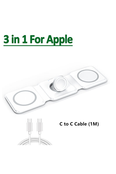 Choice1 WHITE 3 in 1 Magnetic Wireless Charger Pad Stand for iPhone 17 16 15 ...