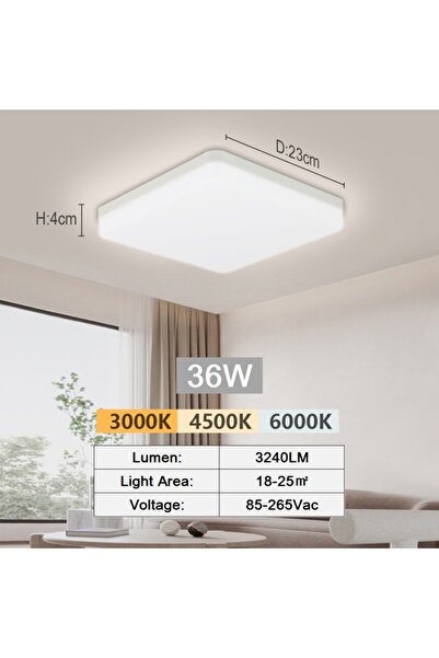 Choice9 Neutral light ED-SQ-36W LED Ceiling Lamp 18-48W Flush Mount Fixture 3...