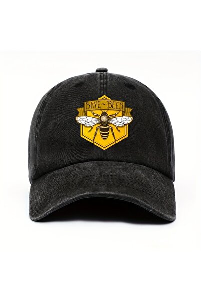 Choice6 Adjustable black Bee print baseball cap with simple design for men an...