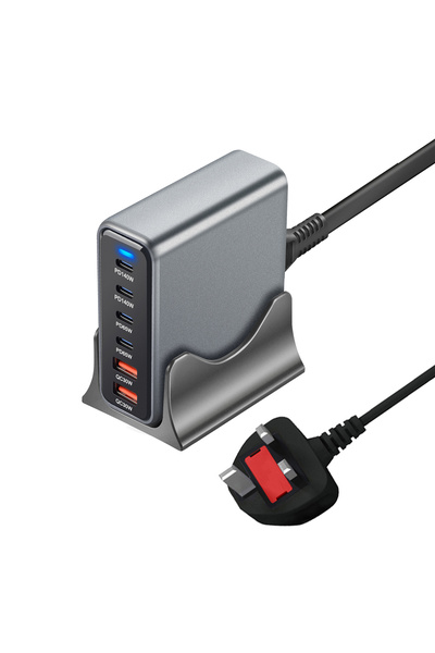 choice2 UK plug 470W 6-Port GaN Desktop Charger - 4C2A USB-C PD Fast Charge f...