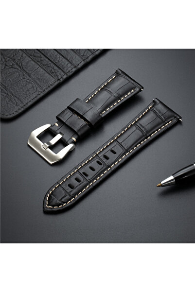 Choice 20mm Black Genuine Cow Leather Watchbands 20mm 22mm 24mm 26mm Steel Bu...