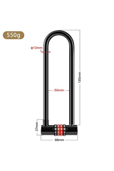 Choice 185mm Extended U-shaped Anti-theft Combination Lock Double Glass Door ...