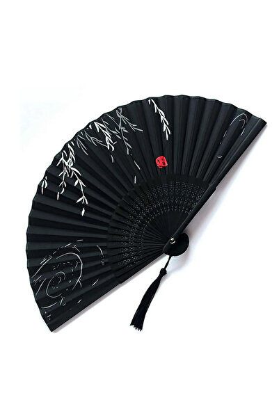 Choice Black 1pc-Elegant wooden folding hand fan favored by fans, favored by ...