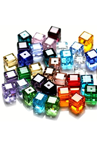 Choice1 018 50pcs 6mm Colorful Cube Glass Beads Spacers For DIY Jewelry Makin...