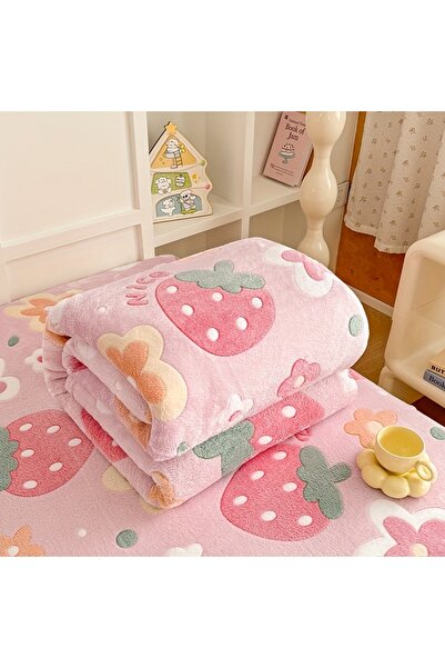 Choice 100x150cm Pink 1 piece floral print soft flannel blanket – suitable fo...