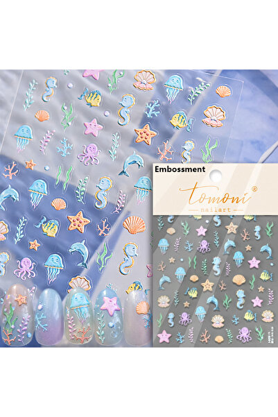 Choice7 NAILFYOU TO4091 1 piece of 5D marine life nail stickers coral dolphin...