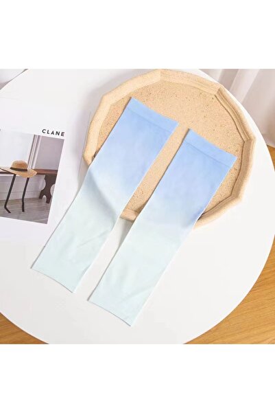 Choice4 Blue green A pair of gradient sunscreen and colorful summer ice silk ...