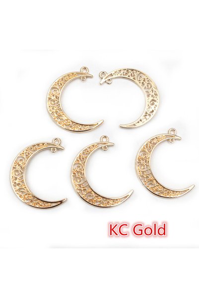 Choice KC Gold 41x30mm 10pcs 6 Colors Plated Moon Style Handmade Charms Penda...