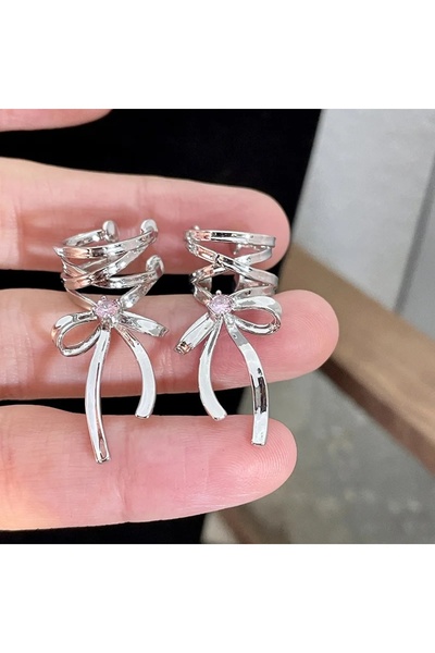 Choice Style 02 2PC Y2K Girls New Ribbon Aesthetics Ear Clips Ballet Style Ri...