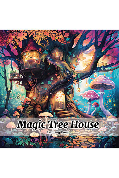 Choice10 327 20 Page TREEHOUSE FANTASY Coloring Book for Adults Landscape Pat...