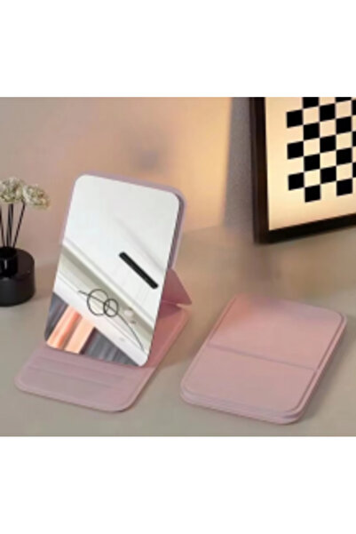 Choice1 1pc Pink C3836C Solid Color PU Leather Portable Foldable Makeup Mirro...