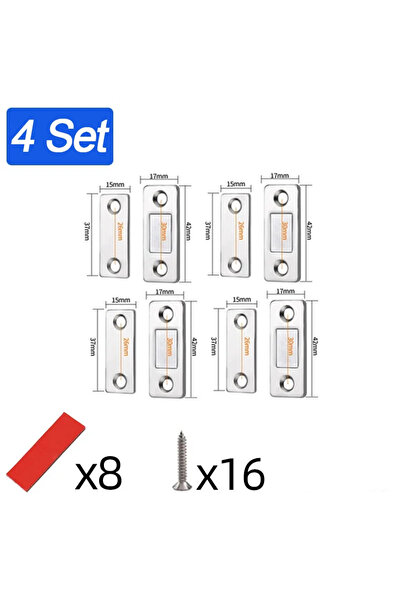 Choice 4 Set-Silver Strong Magnetic Cabinet Catches Ultra-Thin Door Magnets S...